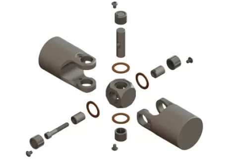 exploded view of pin & block universal joint