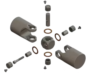 exploded view of pin & block universal joint